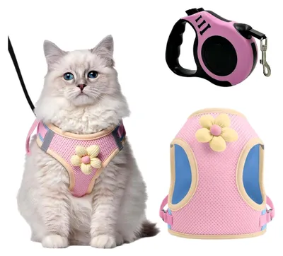Produktbild von Brustgeschirr für kleine Hunde, atmungsaktiv, verstellbar mit Leine, reflektierend, ausbruchsicher für Welpen (Rosa, XS)