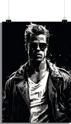Zdjęcie produktu dla Plakat filmowy - Plakat Brad Pitt - Plakat czarno-biały - Plakat abstrakcyjny - 61x91cm - Idealny do oprawienia w ramkę