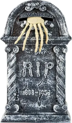 Produktbild von Halloween Grabstein mit herausgrapschender Skeletthand, Sound & Licht 43 cm