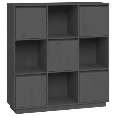Produktbild von Highboard Grau 110,5x35x117 cm Massivholz Kiefer