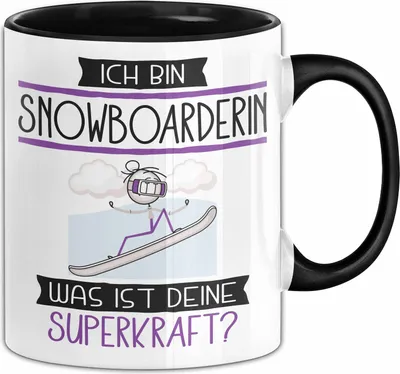 Produktbild von Snowboarderin Geschenk Tasse Ich Bin Snowboarderin Was Ist Deine Superkraft Geschenkidee Lustig Geburtstag Weihnachten (Schwarz)
