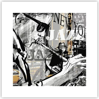 Produktbild von Poster - Poster ohne Rahmen - Jazz Musik Musiker - 30x30 cm - Wand Bild - Wanddeko - Wandbilder - Kunstposter - Wandposter - Bilder - Kunstdruck - Wanddekoration - Wandbild - P2XAC30x30-3792