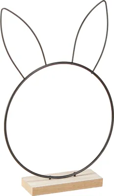 Produktbild von Osterdeko Hasen Deko-Ring Metall Holz Schwarz 20cm 2er Set, 2 Stück