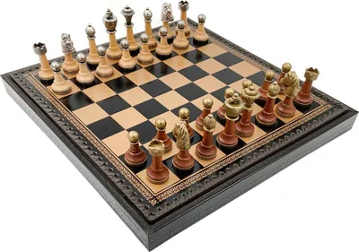 Image de Pièces D'échecs Italiennes Classic Métal/Bois + Échiquier Or/Noir 35