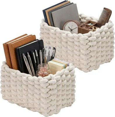 Produktbild von Aufbewahrungskorb 19x15x12 cm, 2er-Set, Baumwolle, weiß, für Organisation