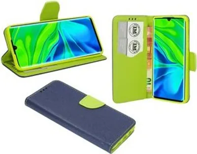 Immagine prodotto di cofi1453® Custodia a libro "Fancy" compatibile con XIAOMI MI NOTE 10 custodia per cellulare custodia protettiva con funzione di supporto, slot per schede blu-verde