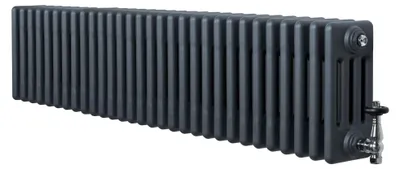 Immagine prodotto di Radiatore a elementi tubolari a 4 colonne con valvole termostatiche cromate – 300 mm x 1370 mm – Grigio antracite