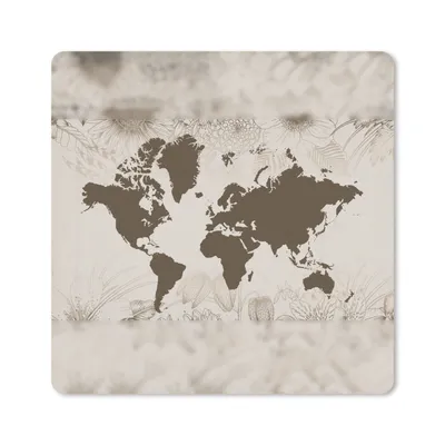 Produktbild von MuchoWow® Mauspad Mousepad Weltkarte - Blumen - Grün 30x30 cm - Mousepads - Maus Mat - Pad - Mausunterlage - Gaming