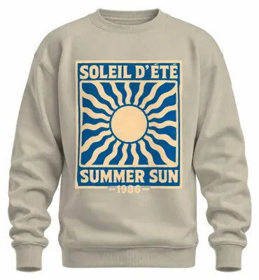 Productafbeelding van Zomerzon, zomercollectie 1986. Retro, vintage, strand, meer, sweatshirt, trui, natuur, maat L