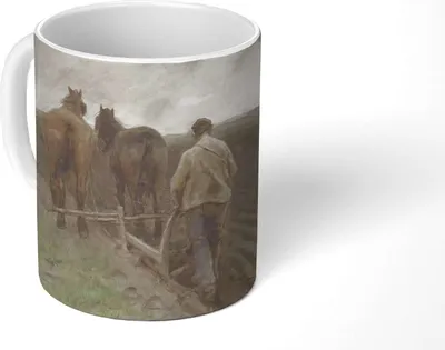 Produktbild von MuchoWow® Tasse Kaffeetasse Kaffeebecher 350 ml Pflügender Bauer - Gemälde von Anton Mauve Teetasse - Fototasse - Becher - Keramikbecher - Teebecher - Kaffeetasse - Bürotasse