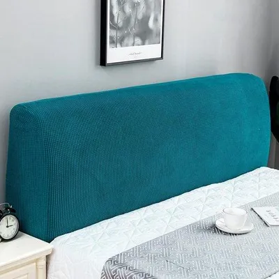 Produktbild von Famanu Kopfteilbezug Stretchschutzhülle - elastische Überzieher für gepolstertes Kopfteil 200-220 cm blau