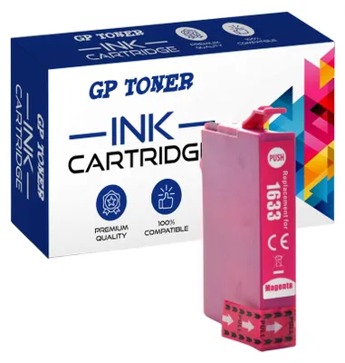 A pink ink cartridge and its packaging are shown against a white background.