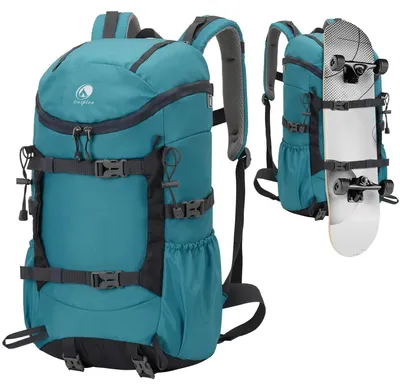 Productafbeelding van Wandelrugzak 30L, uni, multifunctioneel, reistassen met skateboardriemen, blauw