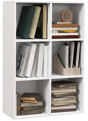 Immagine prodotto di HOMCOM Mobile Libreria Moderno a 6 Cubi in Legno, 65.5x30x97.5 cm, Bianco
