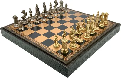 Obrázek produktu pro Prémiová herní sada 3 v 1, 48 cm – šachy, dáma a backgammon s kovovými figurkami