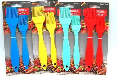 Produktbild von 2 Backpinsel - Bratenpinsel aus Silikon verschiedene Farben