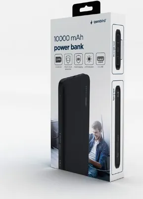 Image de Gembird PB10-01, 10000 mAh, lithium polymère (LiPo), 3,7 V, noir