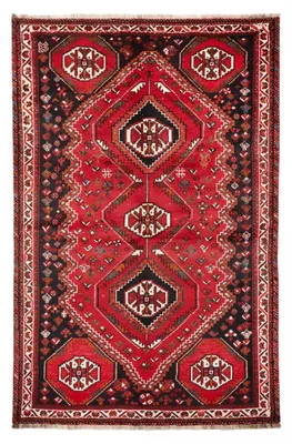 Produktbild von Teppich Shiraz A, Orientalisch, Handgeknüpft, Wolle, Rot, Creme, Schwarz, Iran