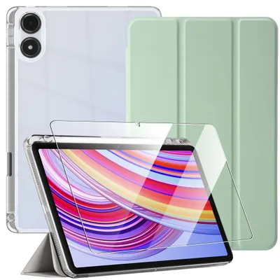 Image de Coque + Verre Trempé pour Xiaomi Redmi Pad Pro 12,1 Pouces, Protection Renforcée avec Porte-Stylet - Vert