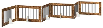 Immagine prodotto di vidaXL Porta pieghevole per cani con supporti, 6 pezzi, legno effetto noce, 602 cm