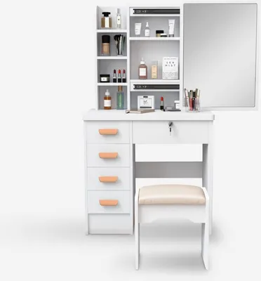Produktbild von Schminktisch mit Schiebespiegel und Hocker für Schlafzimmer Camilla