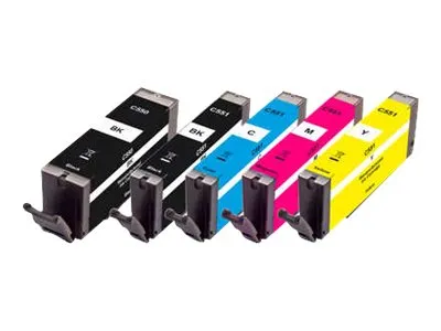 Image de Peach Multi Pack - Pack de 5 - S - noir, jaune, cyan, magenta, photo noir - compatible - Cartouche d'encre (alternative à : Canon CLI-551, Canon PGI-550)