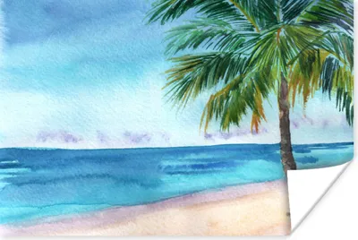 Produktbild von MuchoWow® Poster Strand - Palme - Meer 180x120 cm - Fotoplakat