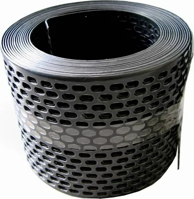 Produktbild von Traufgitter 80 mm, schwarz - Rolle a 5 m - Lüftungsband aus Hart-PVC - UV-stabilisiert
