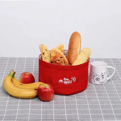Produktbild von Brottaschen-Set von 2 - Baumwolle - rot/blau - Ø 23 und 20 cm