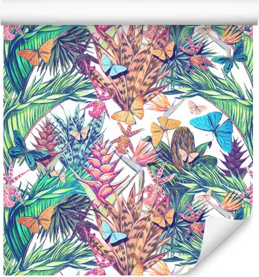 Produktbild von 10m VLIES TAPETE Rolle Blumen Exotisch Pflanzen Blätter Natur Flora XXL