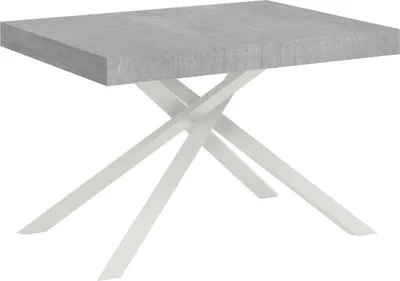 Productafbeelding van ITYHOME - Uittrektafel 130/390 x 90 cm, model Karida, met cementkleurige poten, wit