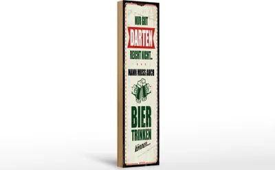 Produktbild von Holzschild Nur Gut Darten reicht nicht muss Bier trinken, 46x10 cm, Holzschilder Spruch Sport Hobby