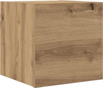 A cube-shaped wooden cabinet.