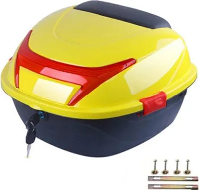 Image de Coffre arrière de moto pour le touring - Universel - Grande capacité - Jaune - Électrique