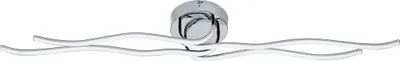 A modern, wavy LED ceiling light fixture with a chrome finish.