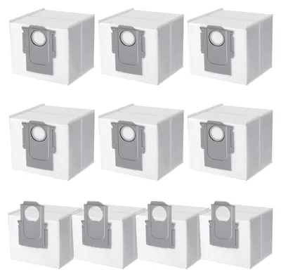 A collection of vacuum cleaner dust bags arranged in a grid.