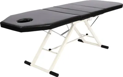 Image de Table de massage - 3 parties - Pliable - Portable - Coussin amovible - Structure métallique - Pour spa et tatouage - Noir