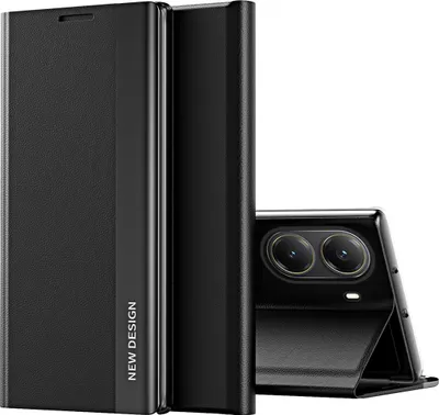 Produktbild von Hülle für Xiaomi Poco X7 Pro/Redmi Turbo 4, Kunstleder Magnetisch Klapp Stand Schutzhülle Schwarz
