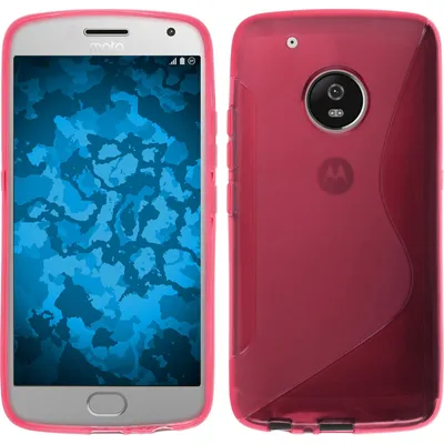 Produktbild von PhoneNatic Case kompatibel mit Lenovo Moto G5 Plus - pink Silikon Hülle S-Style + 2 Schutzfolien