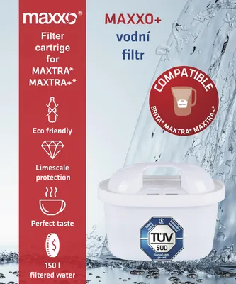 Obrázek produktu pro MAXXO+ vodní filtr 1 ks, náhradní filtrační patrona pro Brita MAXTRA a MAXTRA+, 150 l, filtr proti vodnímu kameni, aktivní uhlí