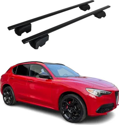 Image de Barres de toit transversales pour Alfa Romeo Stelvio 2016-2025 Fer Noir 2Pcs