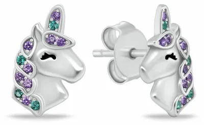 Produktbild von Niedliche Silber Einhorn Ohrringe mit Cubic Zirkonia EA1109WRBW
