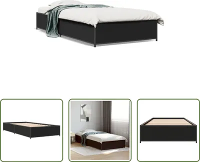 Produktbild von The Living Store Bettgestell Schwarz 100x200 cm Holzwerkstoff und Metall