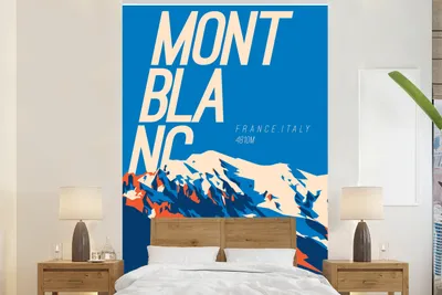 Produktbild von MuchoWow® Fototapete für Wohnzimmer oder Schlafzimmer Wandtapete Vinyl Motivtapete Mont Blanc - Frankreich - Alpen - 225x350 cm - Schlafzimmer tapete