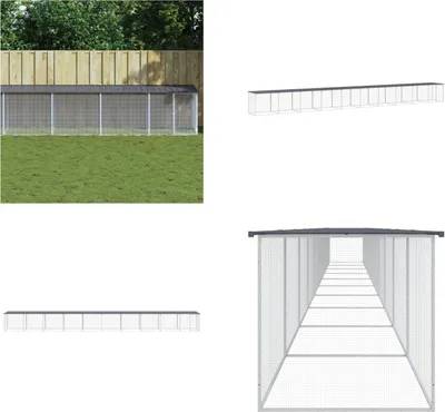 Produktbild von vidaXL Hühnerkäfig mit Dach Anthrazit 1003x98x90 cm Verzinkter Stahl - Hühnerkäfig - Hühnerkäfige - Hühnerstall - Hühnerhaus