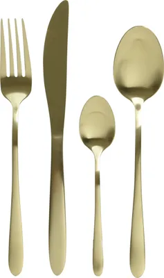 Produktbild von 16-teiliges Besteckset für 4 Personen aus Edelstahl in Gold, spülmaschinengeeignet
