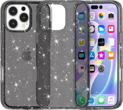 Produktbild von iPhone 16 Pro Max Hülle - Coverup Glitzer TPU Back Cover - Schwarz