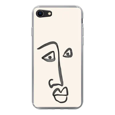 Produktbild von MuchoWow® Handyhülle Schutzhülle Hülle für iPhone 8 Gesicht - Augen - Strichzeichnung Silikon Softcase Handy Hülle - Schutzhaube