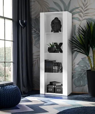 Produktbild von Komodee Tivoli Sammlervitrine, Weiß Matt, 55x159x35cm (BxHxT), aus Laminat und Glas, ohne LED, abrieb-, kratz- und verfärbungsbeständig, italienisches Design