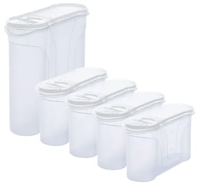 Produktbild von Novaliv Schüttdosen 5er SPARSET Vorratsdosen zum Streuen (1x 4 Liter und 4x 1 Liter) Dosen mit Deckel für Müsli Mehl Zucker Dosen Küchen Organizer Food Box Meal-Prep-Boxen Aufbewahrungsdosen Küche
